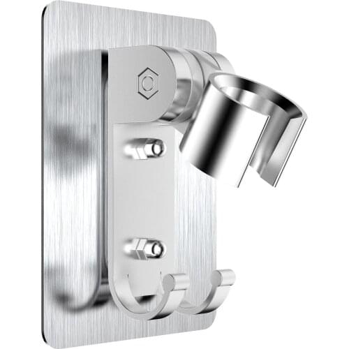 Strong Adhesive Shower Head Holder Adjustable Shower Wand Holder,Handheld Shower Head Wall Mount Bracket With 2 Hanger Hooks