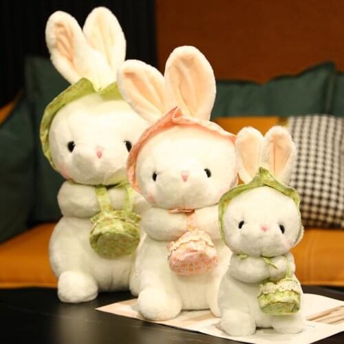 Nice 1pc 28-70cm Kawaii Countryside Style Fluffy Plush Rabbit Holding Basket Toys Stuffed Animal Bunny Kids Doll Children Gift