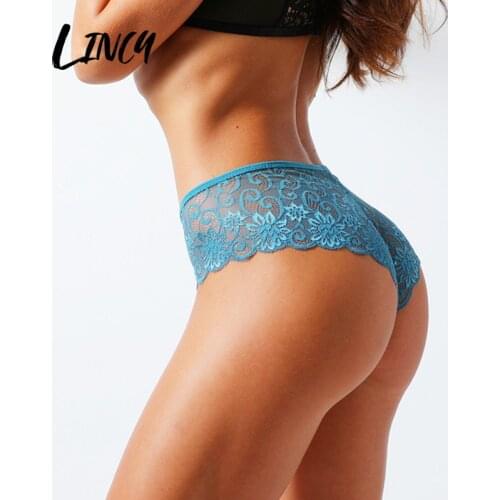Sexy Lace Panties Female Hollow Floral Lace Women Large Size Panties Breathable Briefs mid-rise Seamless Transparent Underwear