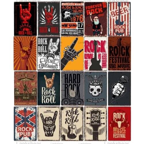 Lankshear Decor Vintage Rock and Roll Sign Music Jazz Metal Painting Poster Bar Wall Decoration Metal Plaques Home Decor