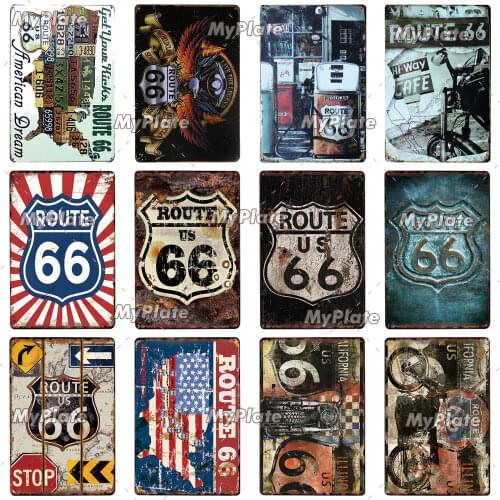 ROUTE 66 Vintage Metal Sign Tin Sign Vintage Decoration Plaque Home Wall Decor Bar Sign Home Decor Poster Drop Shipping