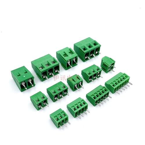 2.54mm/0.1" Pitch PCB Screw Terminal Block Connector 2P 3P 4P 5P 6P 7P 8P 9P 10P 12P 16Pin Terminals 150V 6A for 26-18AWG Cable