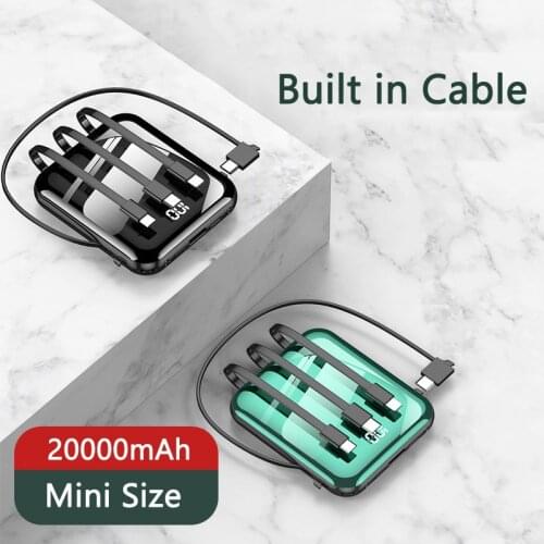 20000mAh Powerbank For iPhone 11 pro Max Xiaomi Power Bank Portable Charger Ultra thin External Battery Mirror Screen Poverbank