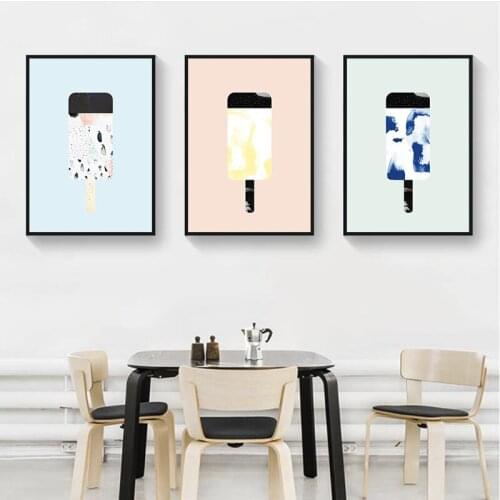Waterproof Canvas Painting Stylish Pictures For Living Room Summer Ice Cream Poster Nordic Style Wall Artwork Unframed