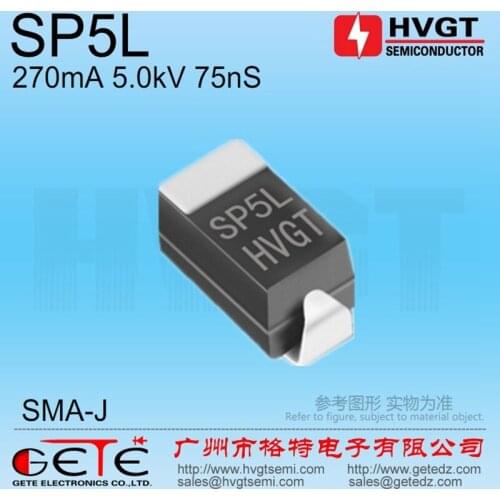 HVGT,High voltage diode 5kV, SP5L, Silicon rectifier diode 270mA 5kV 75ns, SMT, SMA,Fast recovery, High frequency, 10pcs/bag