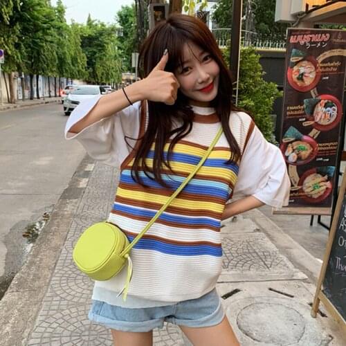 Women Knitted Tank Tops Fashion Stripe Vest Sexy Summer Sleeveless Camisoles