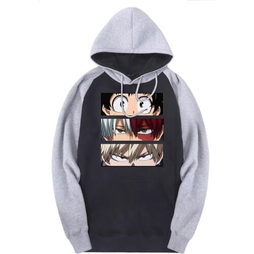 Winter My Hero Academy Hoodies Mens Sweatshirts Raglan Hooded Casual Printed Clothing Harajuku Fall Male Long Sleeve Hoody Homme