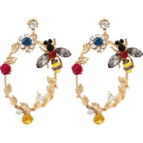 Famous Brand Vintage French Romantic Bee Stud Earrings Tassel Earrings Prevent Allergy Needle Women Fashion Jewelry