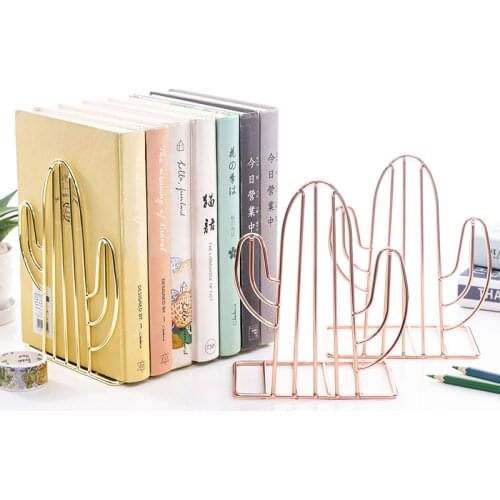 2PCS/Pair Creative Cactus Flamingo Love Shaped Metal Bookends Desk Organizer Storage Holder Shelf Iron Support Holder For Books