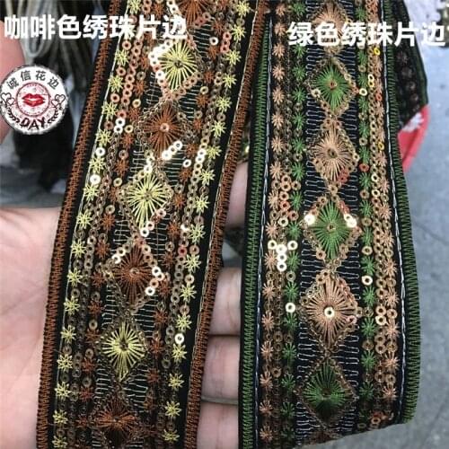 5Yards 5cm Wide High Quality Belt Cuffs Collar Embroidery Sequin Lace Ribbon Fabric Accessories DIY Fashion Lace Trim Applique