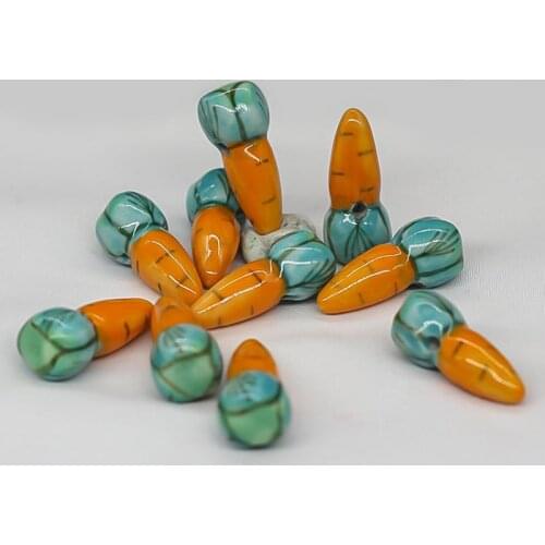 50Pcs Hand-Painted Ceramic Carrot DIY Accessories Beaded Cartoon Bracelet Necklace Pendant Jewelry Material Loose Beads Handmade