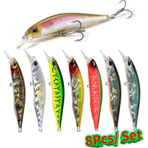 8Pcs/Set 85mm 8g Minnow Lures japan fishing tackle bass pike lure fish swimbait catfish crankbait pesca lot bait whopper plopper
