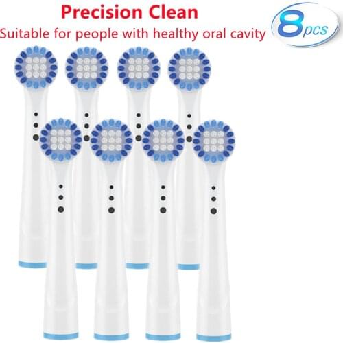 8pcs for Oral B Electric Toothbrush Heads nozzles -Precision Clean Toothbrush Brush Head fit for people with healthy oral cavity