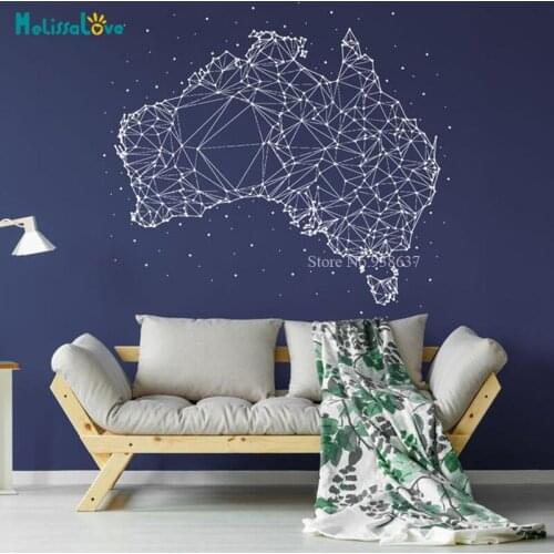 Australia Map Stars Constellation Vinyl sticker Sky Wall Art Living Room Decal Waterproof Removable Wall Sticker BB471