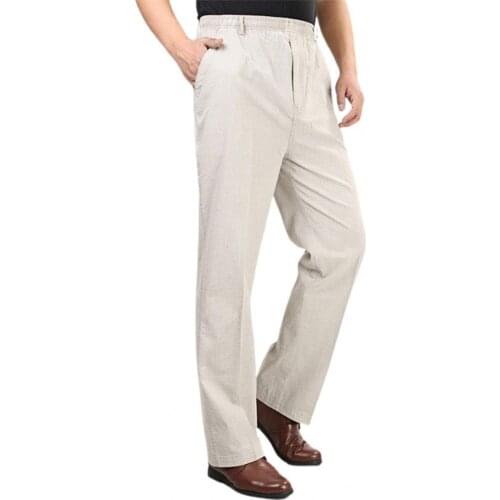 Men High Waist Deep Crotch Breathable Elastic Waist Straight Trousers Thin Pants for Daily Wear Pants Men Wedding Casual