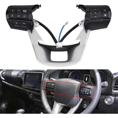 Black Audio Mode Control Switch Multifunctional Steering Wheel 84250-0K320 Fit for Toyota Hilux Revo Rocco Fortuner 2015-2020