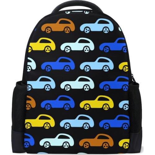 Cartoon car Print childrens schoolbag black primary school backpack Kids School Bags For Girls Boys Kids Kindergarten Backpacks