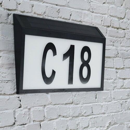 Doorplate Outdoor Led Solar Light Address House Numbers Letters Waterproof Solar House Number Plaque Lighting For Home Yard