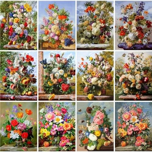 EverShine Diamond Painting Flowers Cross Stitch Art Diamond Mosaic Peony Picture Rhinestone Vase Handmade Hobby Gift Home Decor