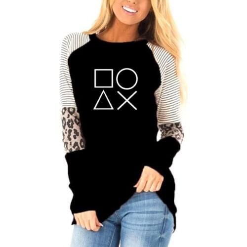 New Creative Game T-Shirt Cotton Playstation Controller Women Casual Long Sleeve Tees