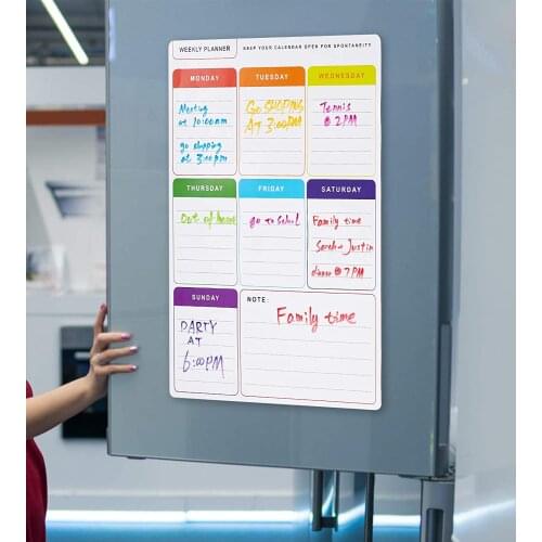 Flexible Dry-Erase Magnetic Whiteboard for Fridge Calendar Panner Organizer for Refrigerator Kitchen Weekly Meal Planner Board