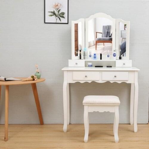 Artificial Luxury Dressing Table With Mirror Vanity Makeup 4 Drawers For Mirrored Dresser Furniture Bedroom High Quality HWC