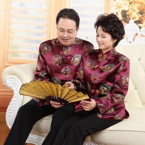 Chinese Traditional Tang Suit Long Sleeve Autumn Men Women Chinese Style Wedding Blouse Ancient New Year Gift Party Jacket 90