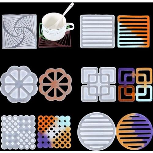 Round Square Irregular Shape Silicone Mold for Resin Coaster Base UV Epoxy Resin Molds DIY Cup Mat Flowers Tray Table Decoration