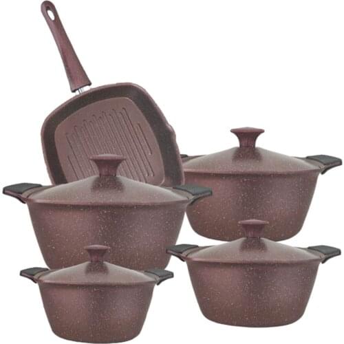 Different model cookware Katre 4 Mm 9 Piece Angular Granite Set Rose Dried (countries can be customs tax)