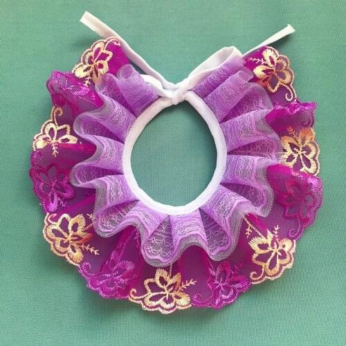 Cute Pearl Lace Fabric Adjustable Pet Dog Collar Bib Neckerchief Bandana Scarf lace flower pet neck decor