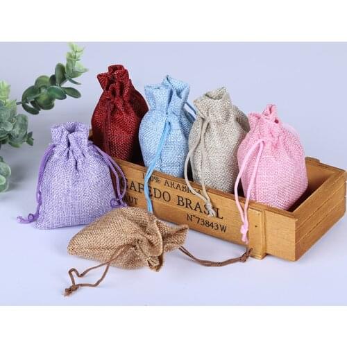 10Pcs Natural Linen Pouch Drawstring Burlap Jute Sack Drawstring Burlap Bags Drawstring Drawstring Bags Party Favors Small Bag