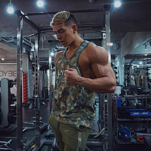Mens 3D camouflage vest top T-shirt fitness vest top body-shaping vest sleeveless mens canotte fitness wear