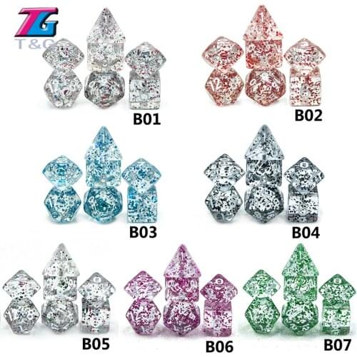 Dnd Rpg TRPG 7pc/lot Colorful Glitter Digital Dice Set D4,6,8,10,10%,12,20 for Board Game,educational Accessories 11 Colors