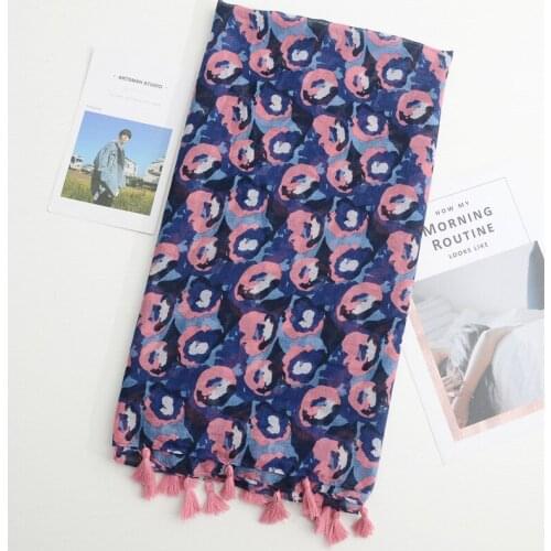 2019 Newest Ombre Graffiti Print Tassel Scarves Shawls Beautiful Pattern Tassel Wraps Scarf Hijab Muffler Free Shipping