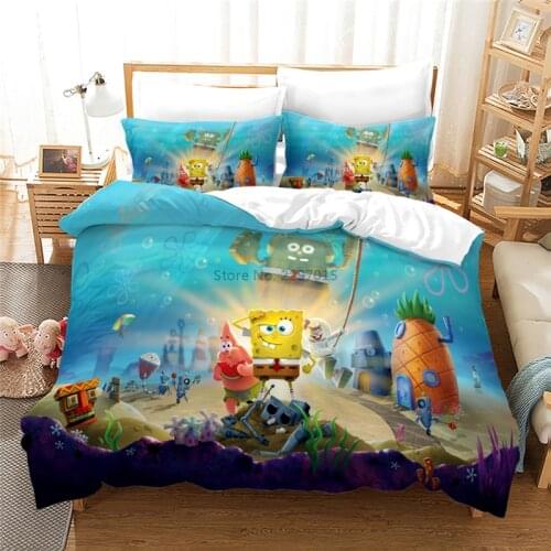 New Design Cartoon 3d SpongeBobs Bedding Set Adult Kids Cute Character Printed Duvet Cover Sets Pillowcase Comforter Cover Sets