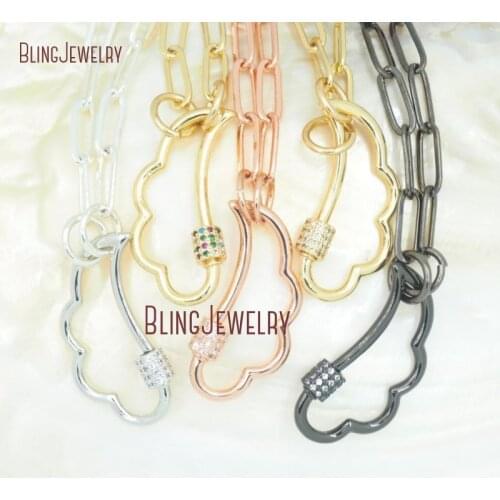 Paper Clip Chain Choker Necklace Angel Wing NECKLACE Carabiner Lock Screw Clasp Necklace NM30771