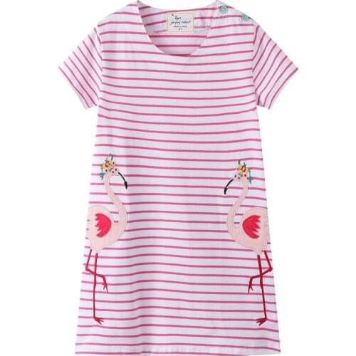 Jumping meters Princess Flamingo Dresses Baby cotton Clothing Summer Party dresses Costume fashion girls dresses 2-7T Kids frock