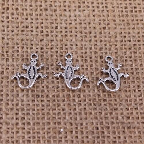 20pcs Gecko Lizard Charms 18x14mm Antique Silver Color Pendant for DIY Jewelry Making Findings Handmade Craft 3506