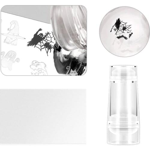 Transparent Silicone Double Side Stamper Scrape Set For Manicure Plate Stamp Polish Stencil Template Nails Art Stamping Kit