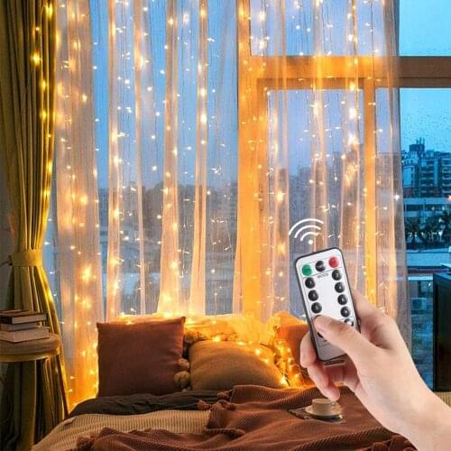 USB Christmas Curtain Light Merry Christmas Decor for Home Living Room Ornaments Gifts Happy New Year 2021
