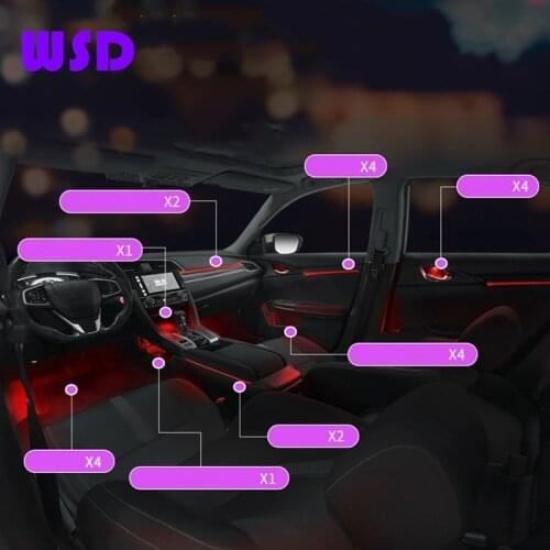 LED ambient light for Honda Civic interior lights, 64-color door panel lights, door light guide strips, original installation