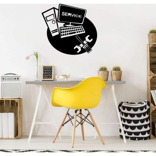 Modern Computer Repair Service Shop Window Wall Sticker Business Laptop Repair Technology Glass Wall Decal Vinyl Decor