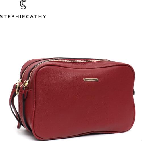 SC High Quality Cowhide Leather Messenger Bag For Women 2021 Simple Design Zipper Shoulder Handbags Female Daily Crossbody Purse