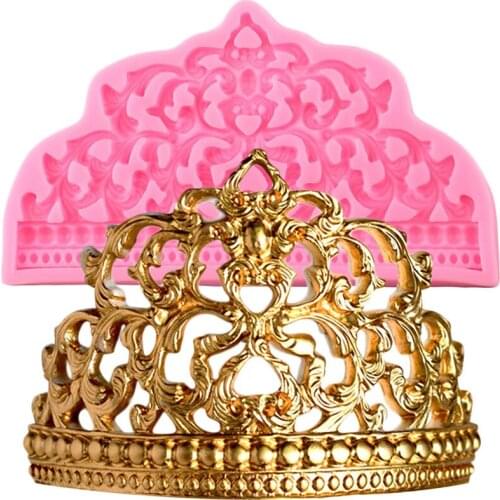 Baroque Crown Silicone Mold Wedding Fondant Molds Cupcake Topper Cake Decorating Tools Resin Jewelry Clay Candy Chocolate Moulds