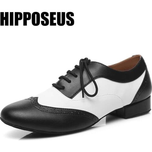 HIPPOSEUS Mens Dance Shoes Boy/Man Latin Dance-shoe Ballroom Modern Tango Jazz Dancing Shoes Salsa Genuine Leather Dropshipping