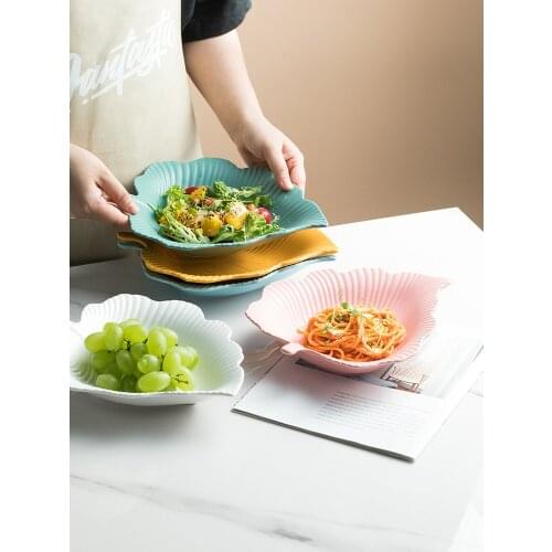 Creative Ceramic Leaf Plates Fruit Salad Candy Snack Dessert Cake Nut Plates Key Jewelry Plates Porcelain Household Dinnerware