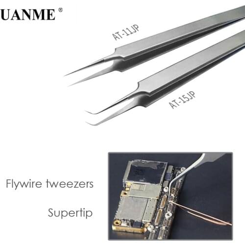 UANME Ultra Precision Tweezers Stainless Steel Curved FlywireTweezers Pliers with Fine Tip Supper Sharp Needle