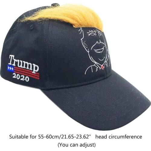 Unisex Funny Hair Wig Visor Baseball Cap 2020 President Embroidered Snapback Hat 50JB