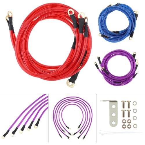 5 Point 0.6/0.8/1m Universal Car Ground Cables Auto Booster Jumper Grounding Wire System Kit to improve Power For Cars SUV Auto