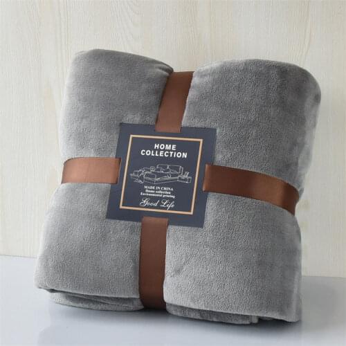 Thicken Coral Fleece Blanket Grey Black Flannel Bedspread for Queen King Bed Bedding Bed Cover Air Condition Throw Blanket Plaid